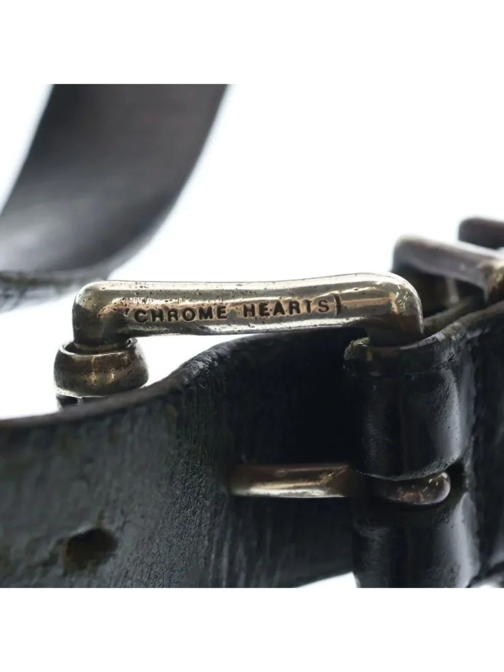 Chrome Hearts Vintage Blt Roller Buckle Leather Belt Silver